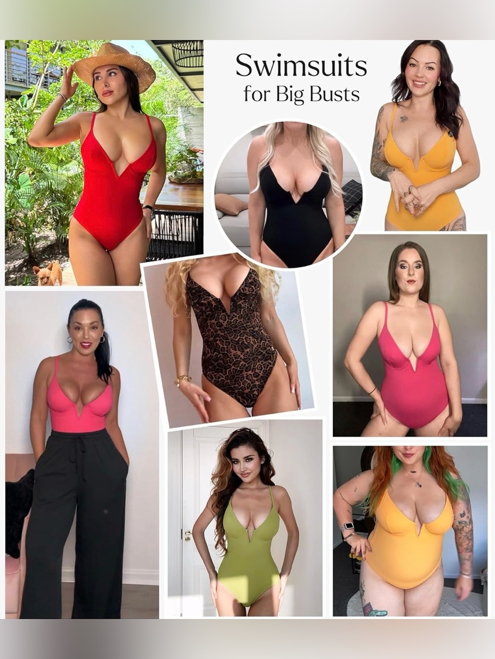 Popilush Tummy Control Deep V Neck Slimming Swimsuit - Picture 2 of 8